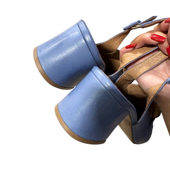 NEW Miz Mooz Satire Blue Leather Block Heel Slingback Sandal Loafer Size 10.5-11 - Picture 6 of 11